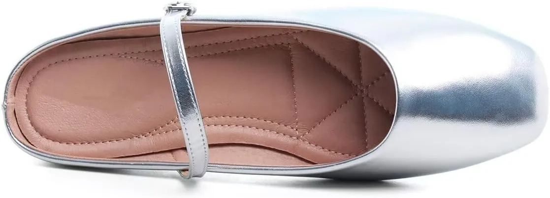 Hee grand Mules for Women Mary Jane Shoes Retro Square Toe Strap Backless Flat Mules Comfortable Flat Slippers