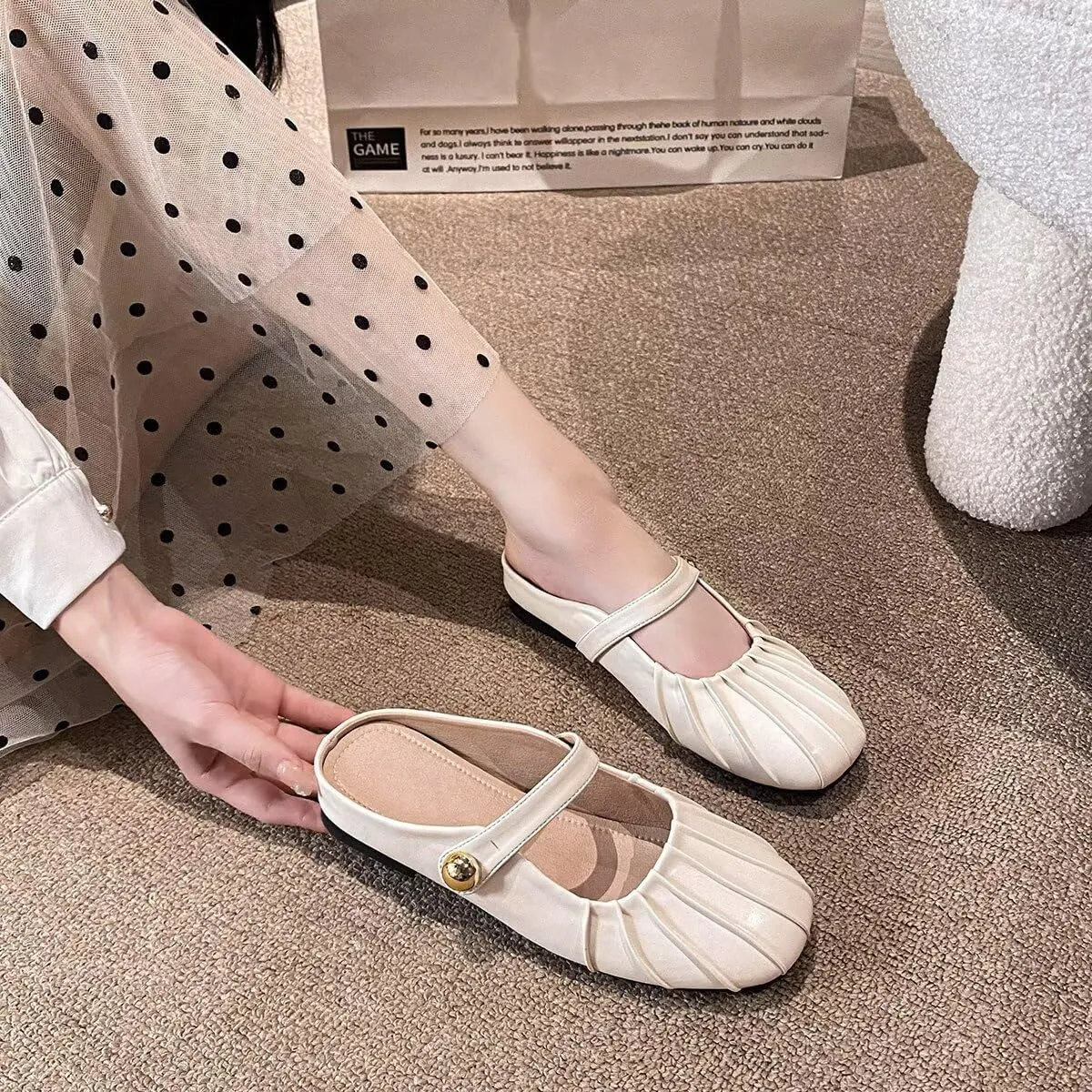 Hee grand Mules for Women Round Toe Backless Loafers Ankle Strap Mary Jane Shoes Slides Mules Summer