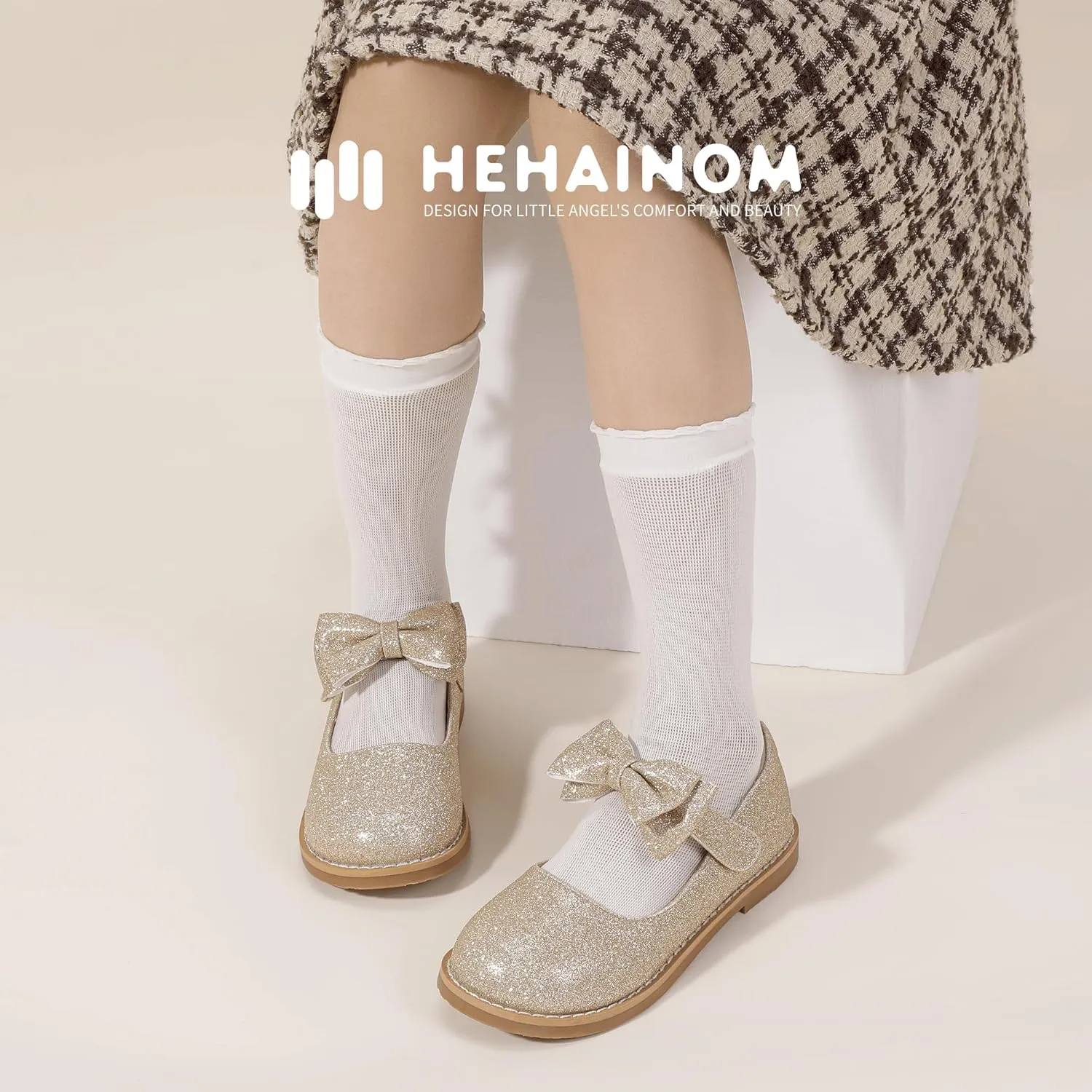 Hehainom Girls Mary Jane Shoes T-Strap Dress Ballet Flats Toddler Girls Wedding Party Uniform School Shoes