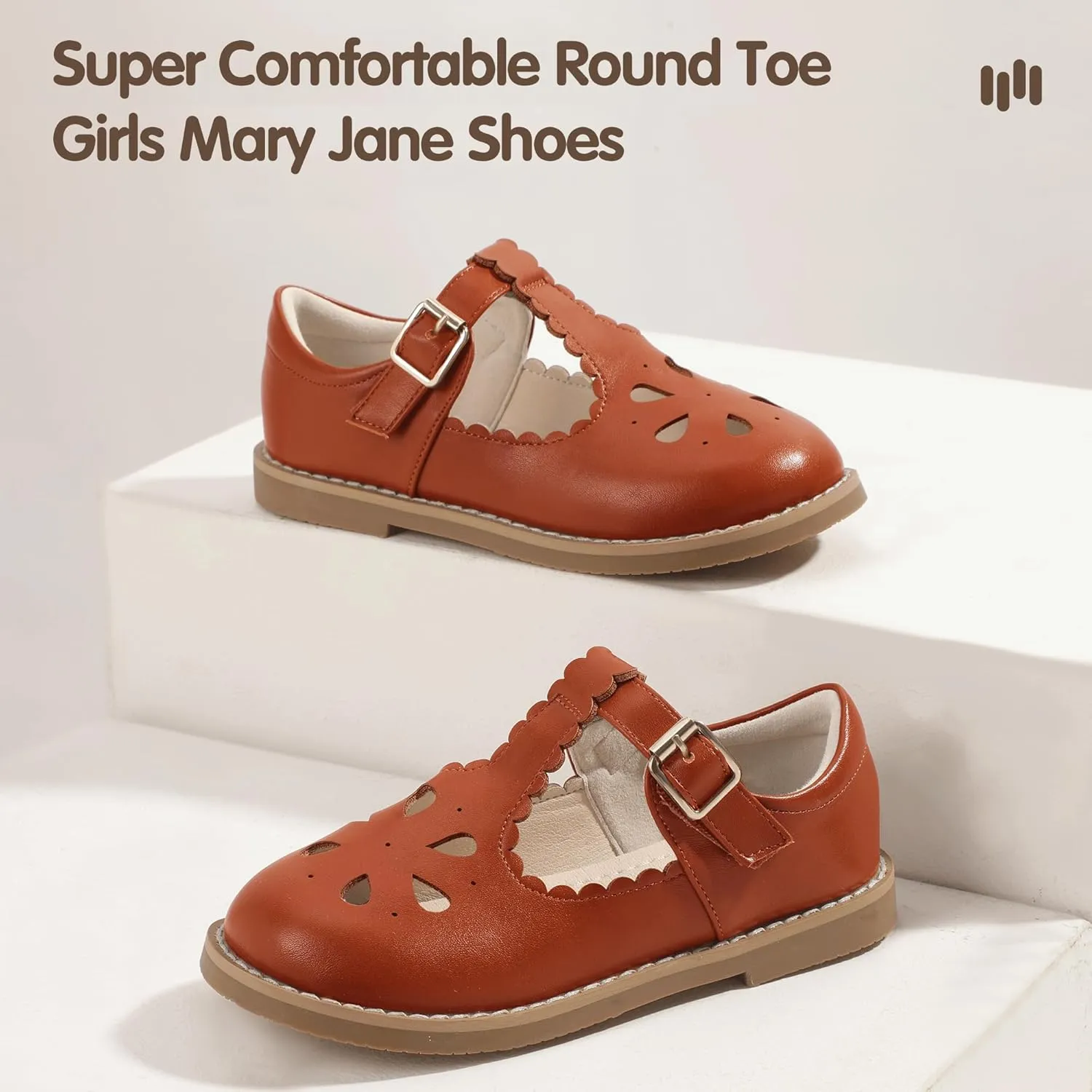 Hehainom Girls Mary Jane Shoes T-Strap Dress Ballet Flats Toddler Girls Wedding Party Uniform School Shoes