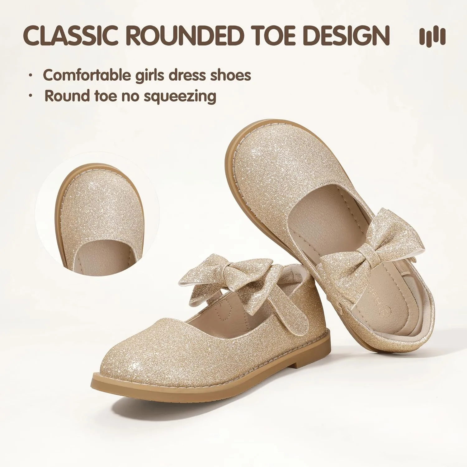 Hehainom Girls Mary Jane Shoes T-Strap Dress Ballet Flats Toddler Girls Wedding Party Uniform School Shoes
