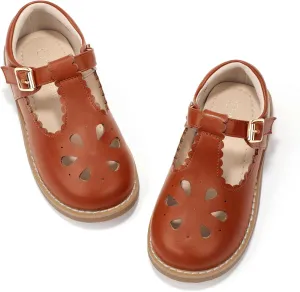 Hehainom Girls Mary Jane Shoes T-Strap Dress Ballet Flats Toddler Girls Wedding Party Uniform School Shoes
