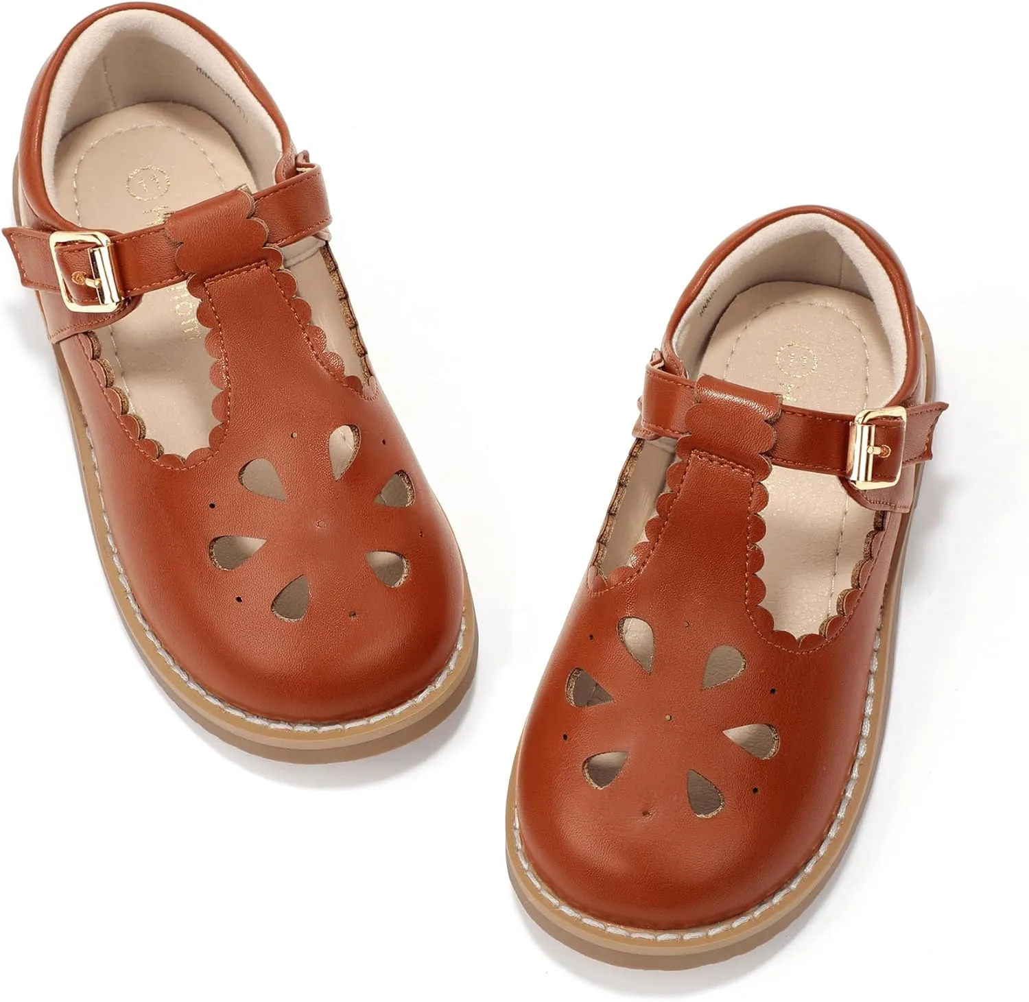 Hehainom Girls Mary Jane Shoes T-Strap Dress Ballet Flats Toddler Girls Wedding Party Uniform School Shoes