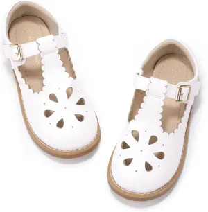 Hehainom Girls Mary Jane Shoes T-Strap Dress Ballet Flats Toddler Girls Wedding Party Uniform School Shoes