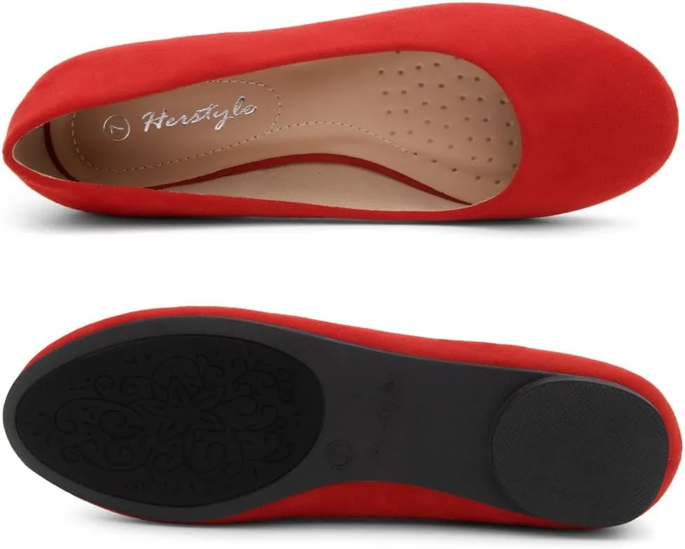 Herstyle Ever Memory Women's Ballet Flats Dressy Flat Shoes Almond Toe Ballerina Comfortable Slip-On Casual Flats for Daily Wear Work Office and Party