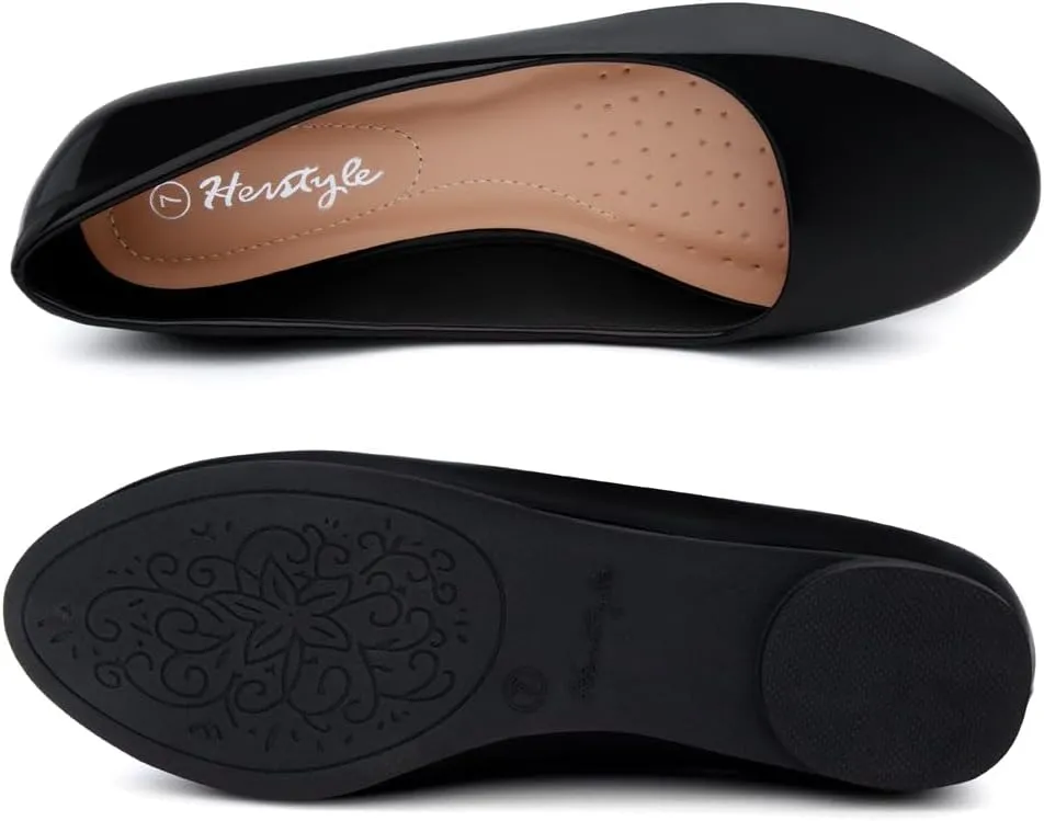 Herstyle Ever Memory Women's Ballet Flats Dressy Flat Shoes Almond Toe Ballerina Comfortable Slip-On Casual Flats for Daily Wear Work Office and Party
