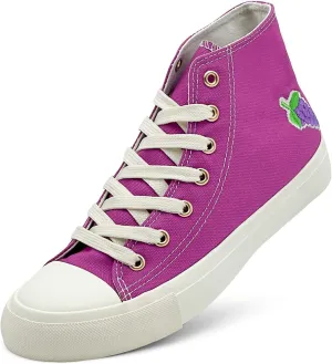 High Top Sneakers for Women Canvas Shoes Fruits Embroidery High Tops Women Casual Shoes Lace Up Fashion Sneakers