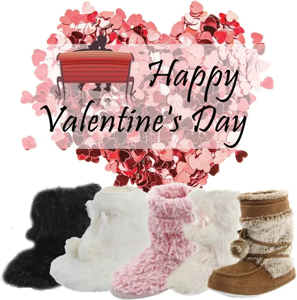 Home Slipper Women's Cute Fun Fuzzy Pom Pom Bedroom Booties Slippers Indoor Boots Slippers