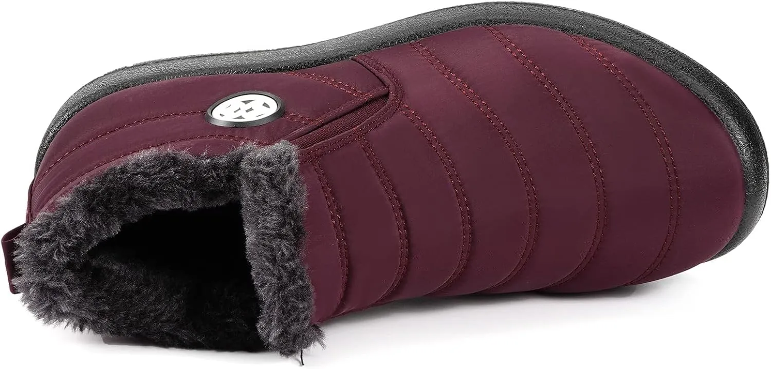 Hsyooes Womens Warm Fur Lined Winter Snow Boots Waterproof Ankle Boots Outdoor Booties Comfortable Shoes for Women