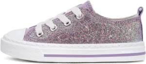 HugRain Little Girls Kids Classic Sparkle Low Top Lace Up Sneakers Walking Shoes
