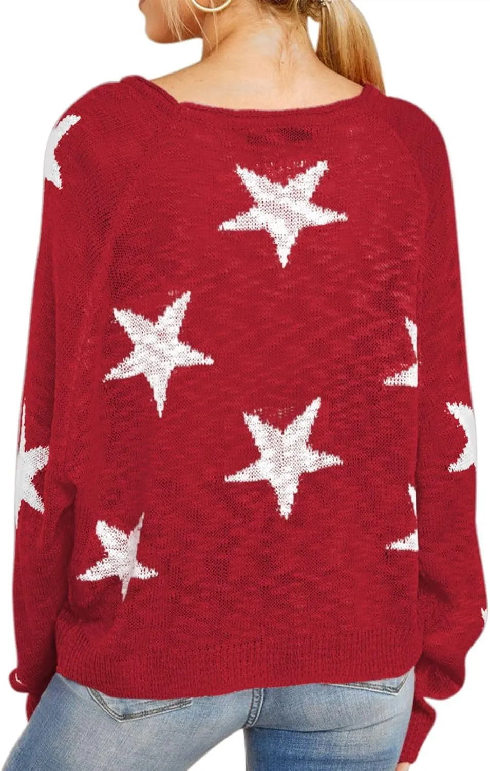 HUUSA Oversized Sweaters for Women Crewneck Tops Knitted Baggy Pullover Sexy See Through Beach Coverups Relaxed Fit