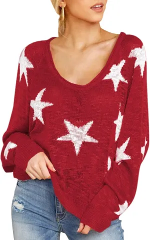 HUUSA Oversized Sweaters for Women Crewneck Tops Knitted Baggy Pullover Sexy See Through Beach Coverups Relaxed Fit