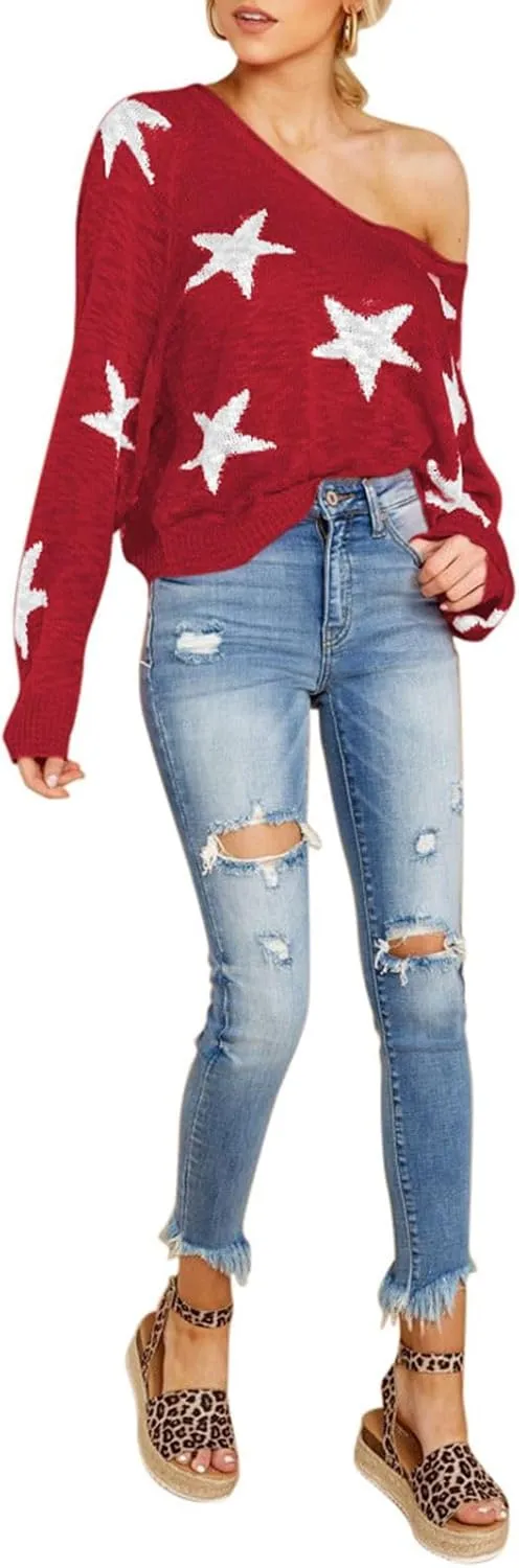 HUUSA Oversized Sweaters for Women Crewneck Tops Knitted Baggy Pullover Sexy See Through Beach Coverups Relaxed Fit