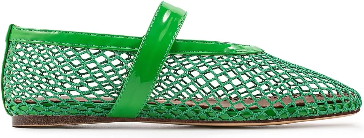 IMPREMEY Mesh Ballet Flats for Women Buckle Strap Round Toe Wide Width Mesh Flats Casual Ballerina Shoes