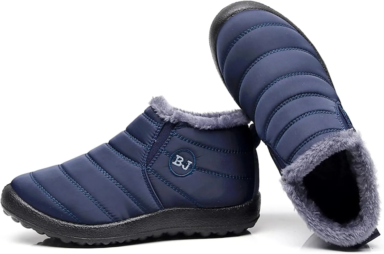 INEELUYI Men Women Winter Boots Outdoor Warm Fur Lined Slip On Sneakers Anti-Slip Waterproof Snow Boots