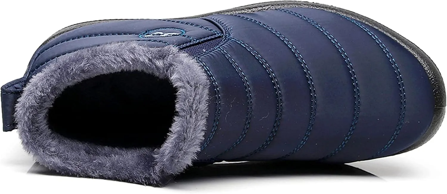 INEELUYI Men Women Winter Boots Outdoor Warm Fur Lined Slip On Sneakers Anti-Slip Waterproof Snow Boots