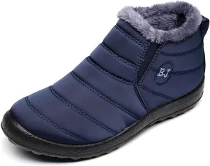 INEELUYI Men Women Winter Boots Outdoor Warm Fur Lined Slip On Sneakers Anti-Slip Waterproof Snow Boots