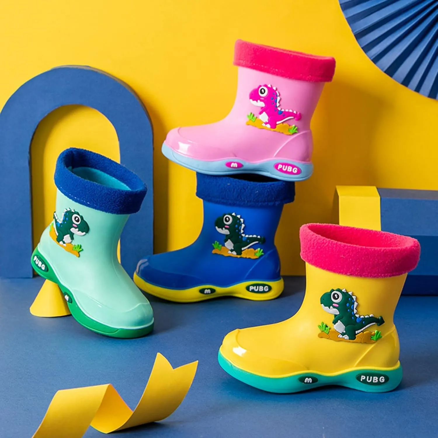 Infant Boys Girls Cute 𝐂rocodile Rain Shoes Non Slip Water Shoes Winter Warm Fleece 𝐋ining Classic Rain Boots