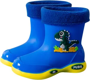 Infant Boys Girls Cute 𝐂rocodile Rain Shoes Non Slip Water Shoes Winter Warm Fleece 𝐋ining Classic Rain Boots