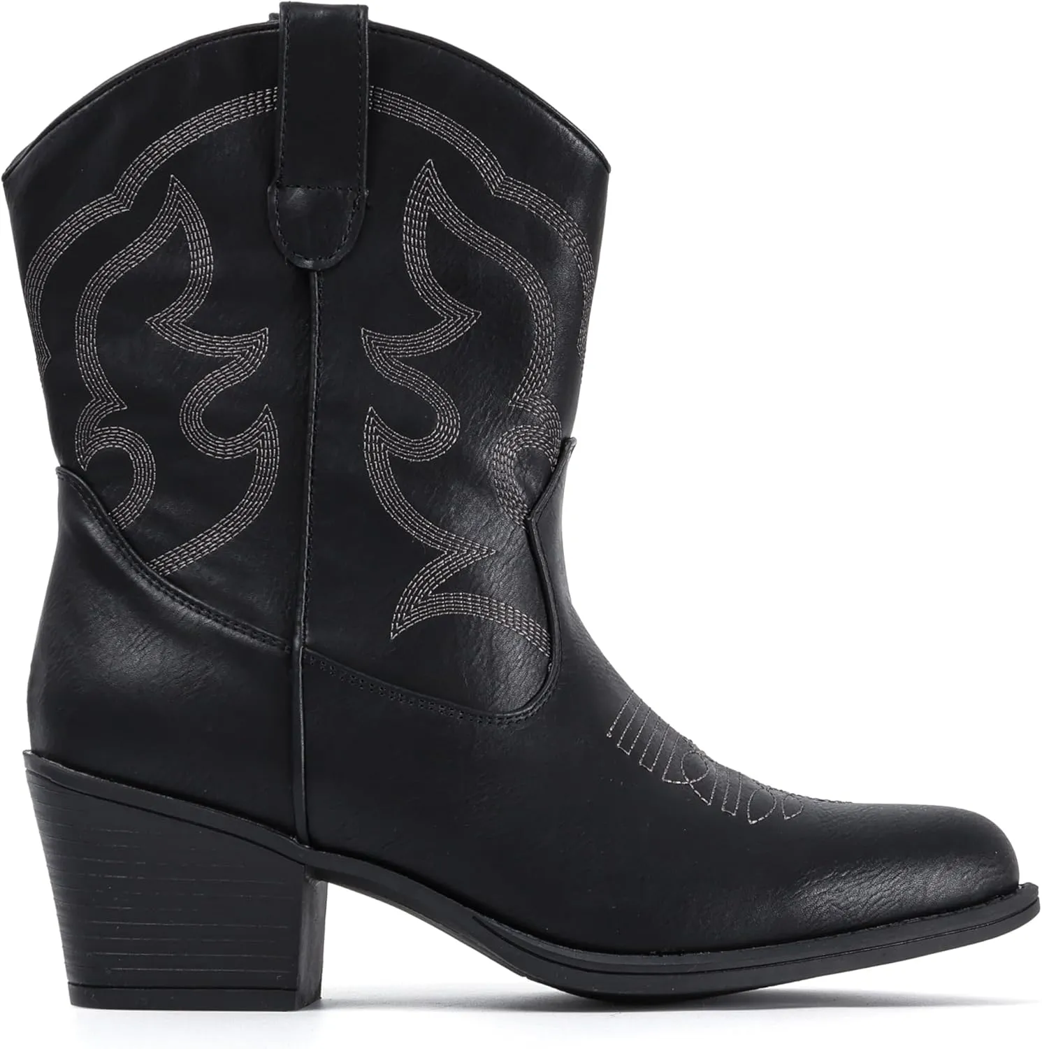 IXU Cowboy Boots for Women Suede Ankle Western Cowgirl Boots Mid Calf Pointed Toe Short Chunky Classic Booties