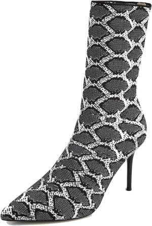 Jeesay Women's Sexy Pointed Toe Sock Ankle Boots Stiletto High Heels Mid Calf Booties Stretch Knit Shoes Warm…