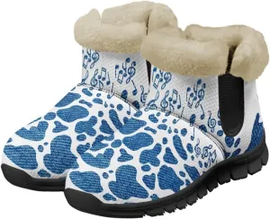Jeiento Animal Print Winter Boots for Women Warm Inner Slip On Winter Shoes Walking Boots