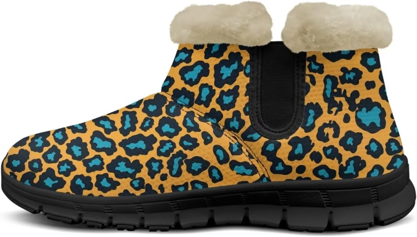 Jeiento Animal Print Winter Boots for Women Warm Inner Slip On Winter Shoes Walking Boots