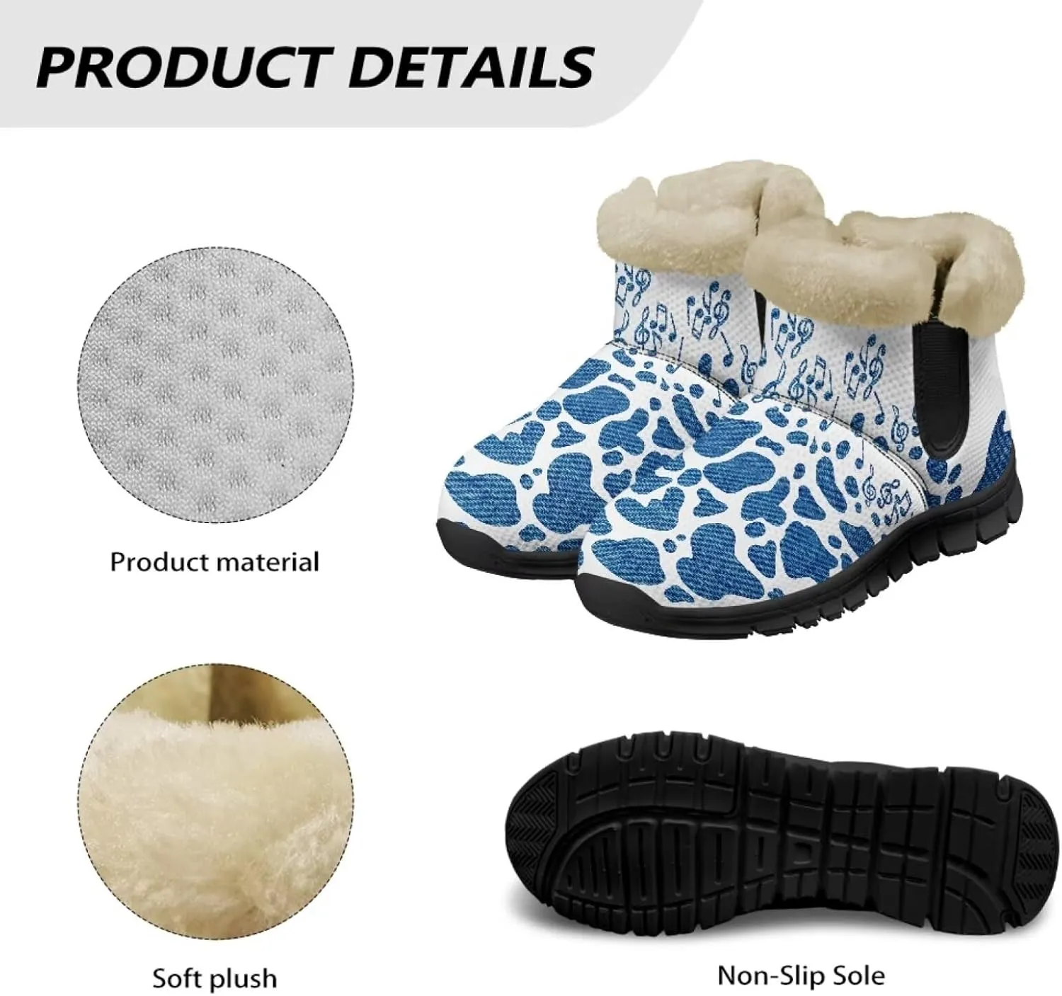 Jeiento Animal Print Winter Boots for Women Warm Inner Slip On Winter Shoes Walking Boots