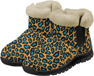 Jeiento Animal Print Winter Boots for Women Warm Inner Slip On Winter Shoes Walking Boots