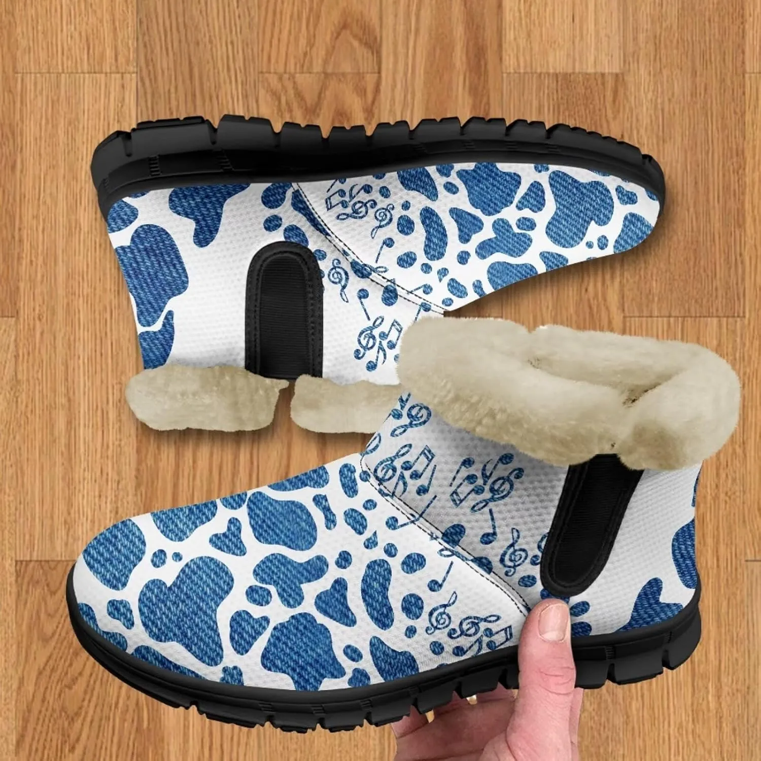 Jeiento Animal Print Winter Boots for Women Warm Inner Slip On Winter Shoes Walking Boots