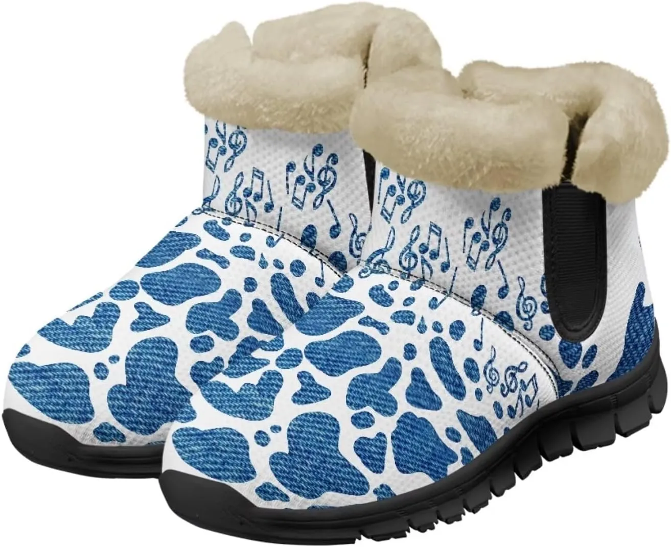 Jeiento Animal Print Winter Boots for Women Warm Inner Slip On Winter Shoes Walking Boots