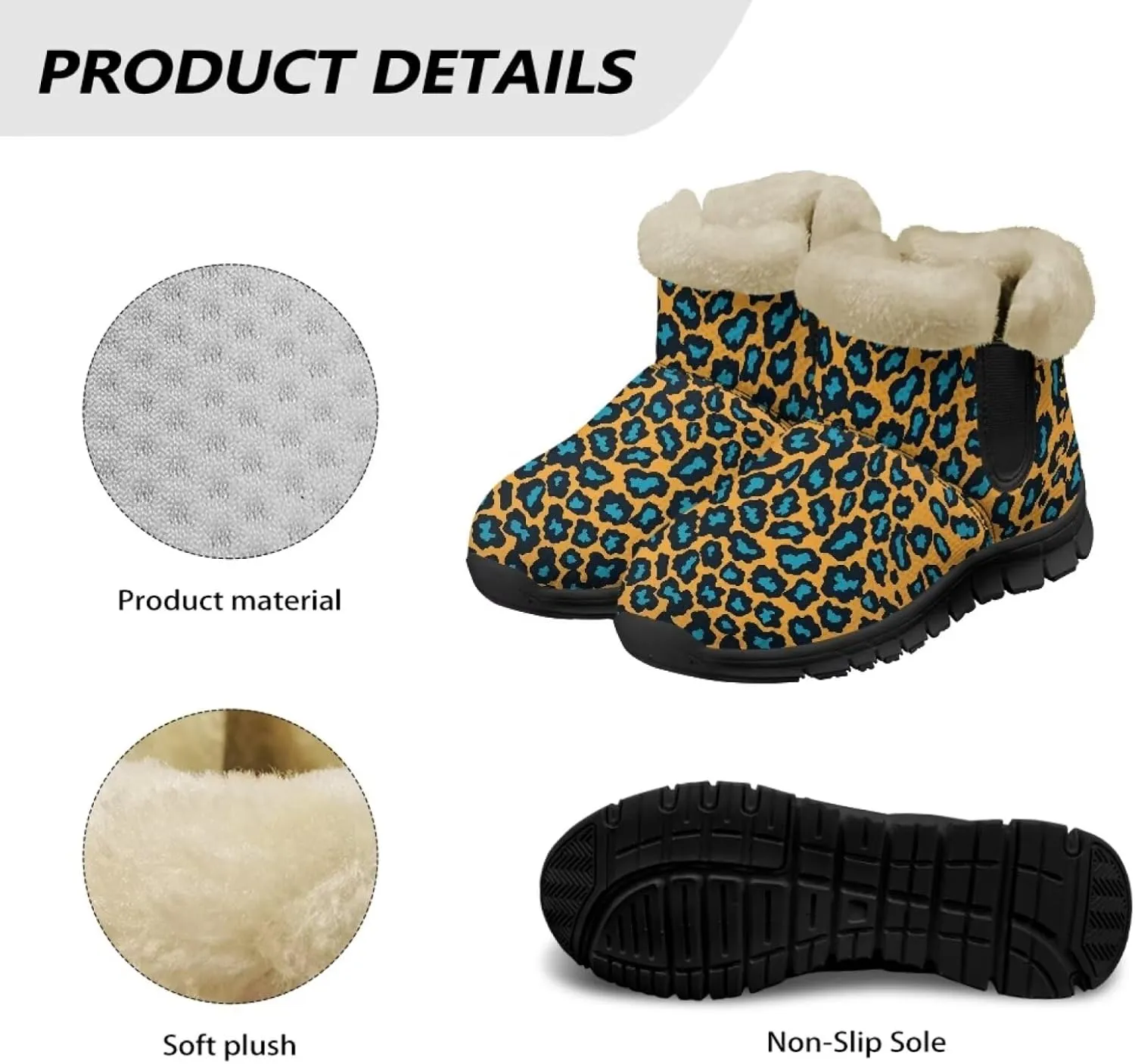 Jeiento Animal Print Winter Boots for Women Warm Inner Slip On Winter Shoes Walking Boots