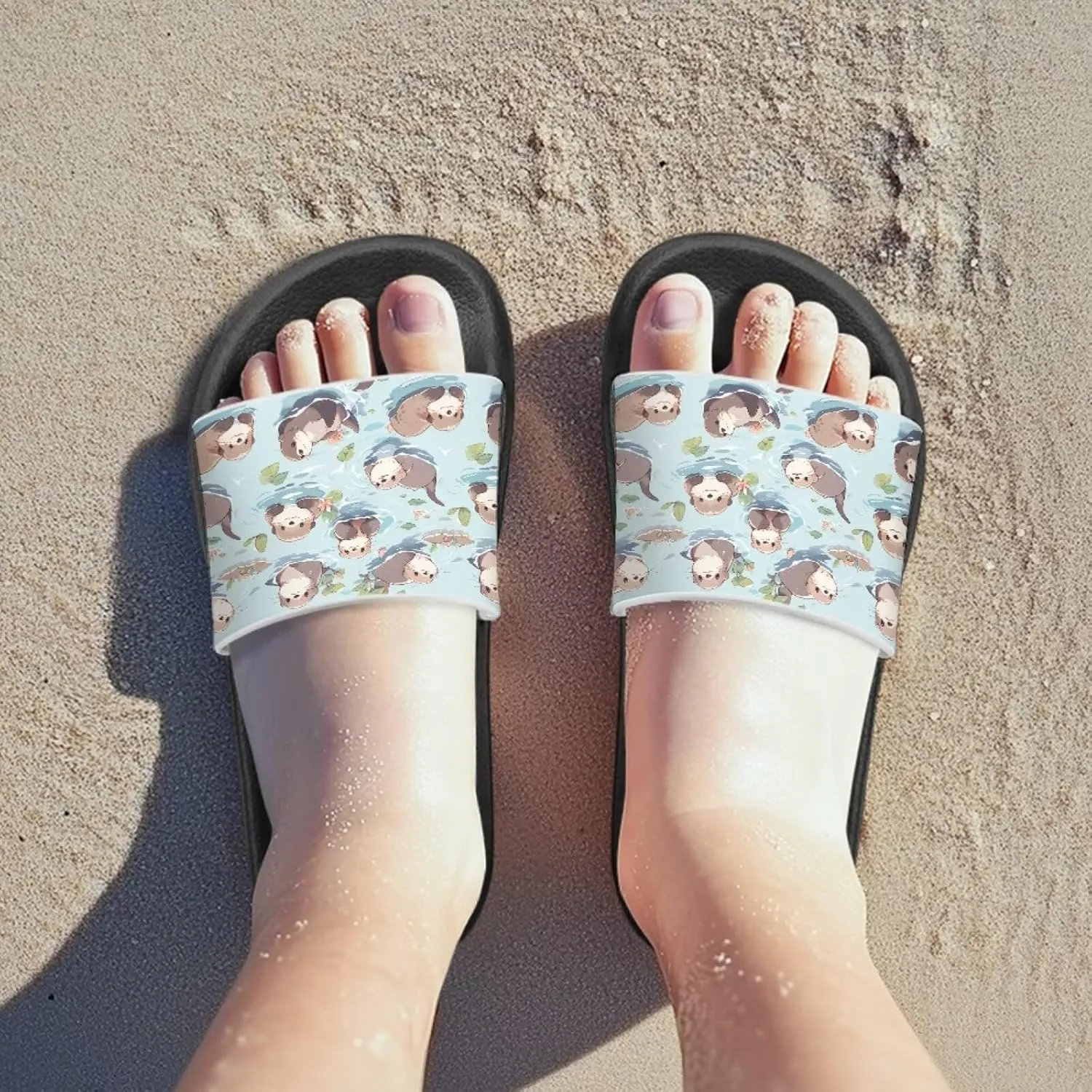 Jeiento Cartoon Slides for Kids Age 4-8,Shark Slide Slippers Little Girl Beach Sandals Anti Slip Children Shower Shoes