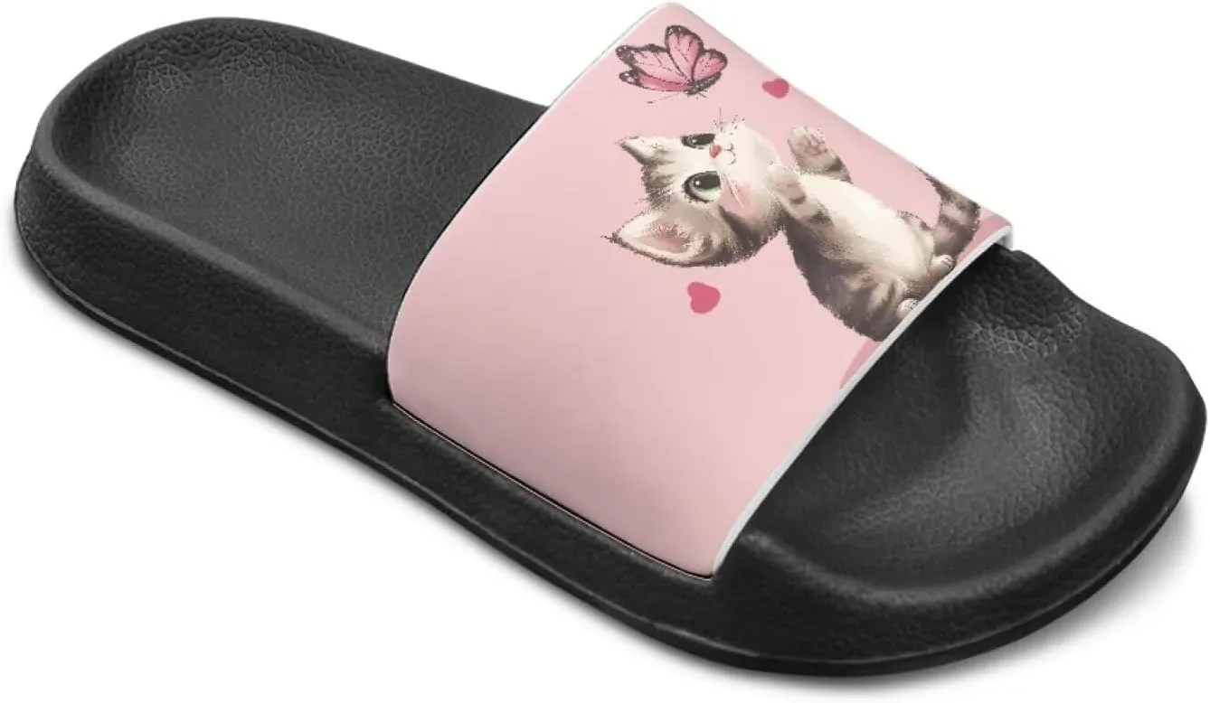 Jeiento Kids Cat Slide Sandals Comfort Sport Slippers Lightweight Non Slip Beach Sandals Children Shower Shoes