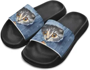Jeiento Kids Cat Slide Sandals Comfort Sport Slippers Lightweight Non Slip Beach Sandals Children Shower Shoes