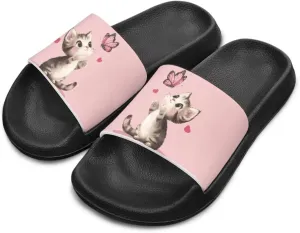 Jeiento Kids Cat Slide Sandals Comfort Sport Slippers Lightweight Non Slip Beach Sandals Children Shower Shoes