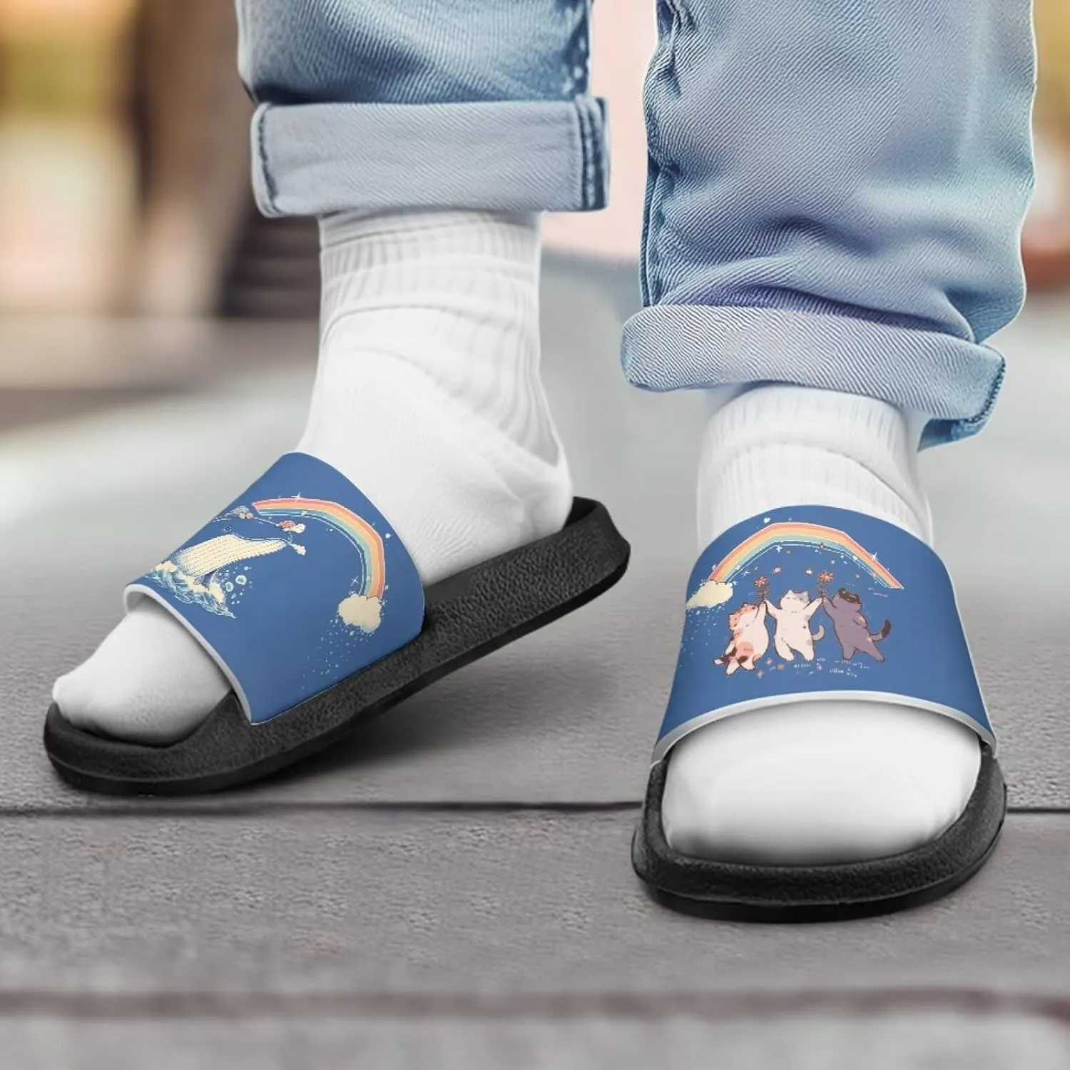 Jeiento Kids Cat Slide Sandals Comfort Sport Slippers Lightweight Non Slip Beach Sandals Children Shower Shoes
