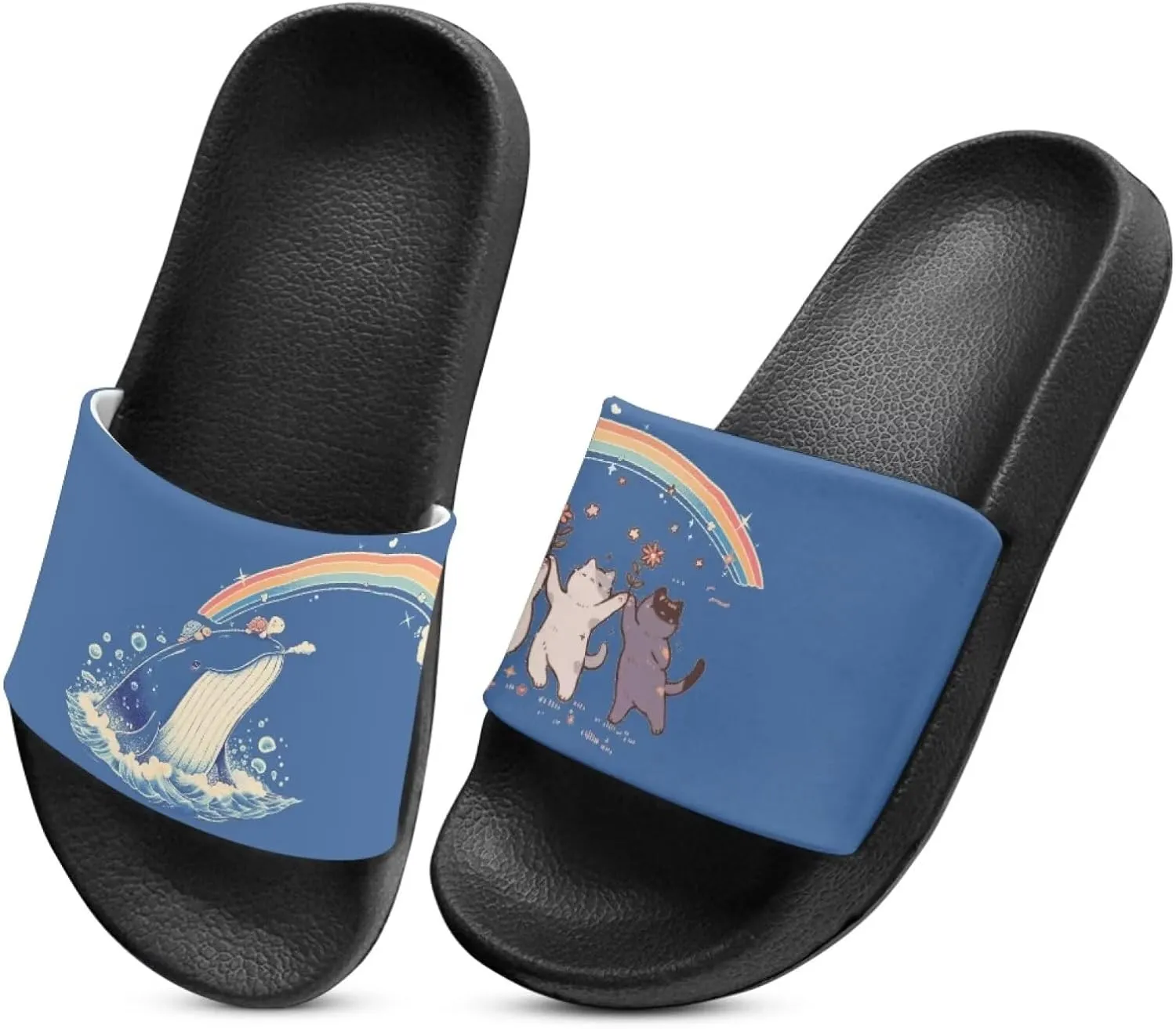 Jeiento Kids Cat Slide Sandals Comfort Sport Slippers Lightweight Non Slip Beach Sandals Children Shower Shoes