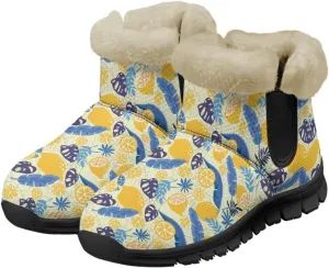 Jeiento Lemon Fruit Snow Boots for Women Anti-Slip Boots Winter Shoes Fashion Fuzzy Walking Boots