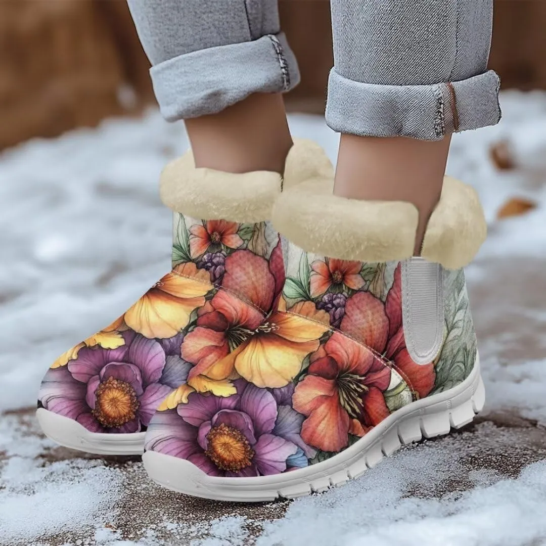 Jeiento Warm Inner Snow Boots for Women Cozy Slip On Winter Ankle Boots Womens Hiking Boots Outdoor Non Slip Outsole Walking Boots