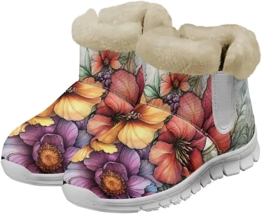 Jeiento Warm Inner Snow Boots for Women Cozy Slip On Winter Ankle Boots Womens Hiking Boots Outdoor Non Slip Outsole Walking Boots