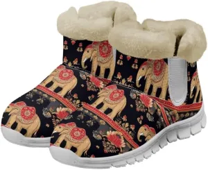 Jeiento Warm Inner Snow Boots for Women Cozy Slip On Winter Ankle Boots Womens Hiking Boots Outdoor Non Slip Outsole Walking Boots