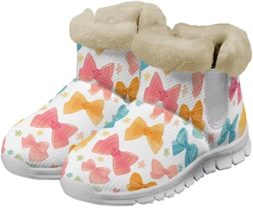 Jeiento Womens Snow Boots Winter Snow Warm Slip on Anti-Slip Winter Shoes for Women Ankle Boots With Warm Flannel Lining