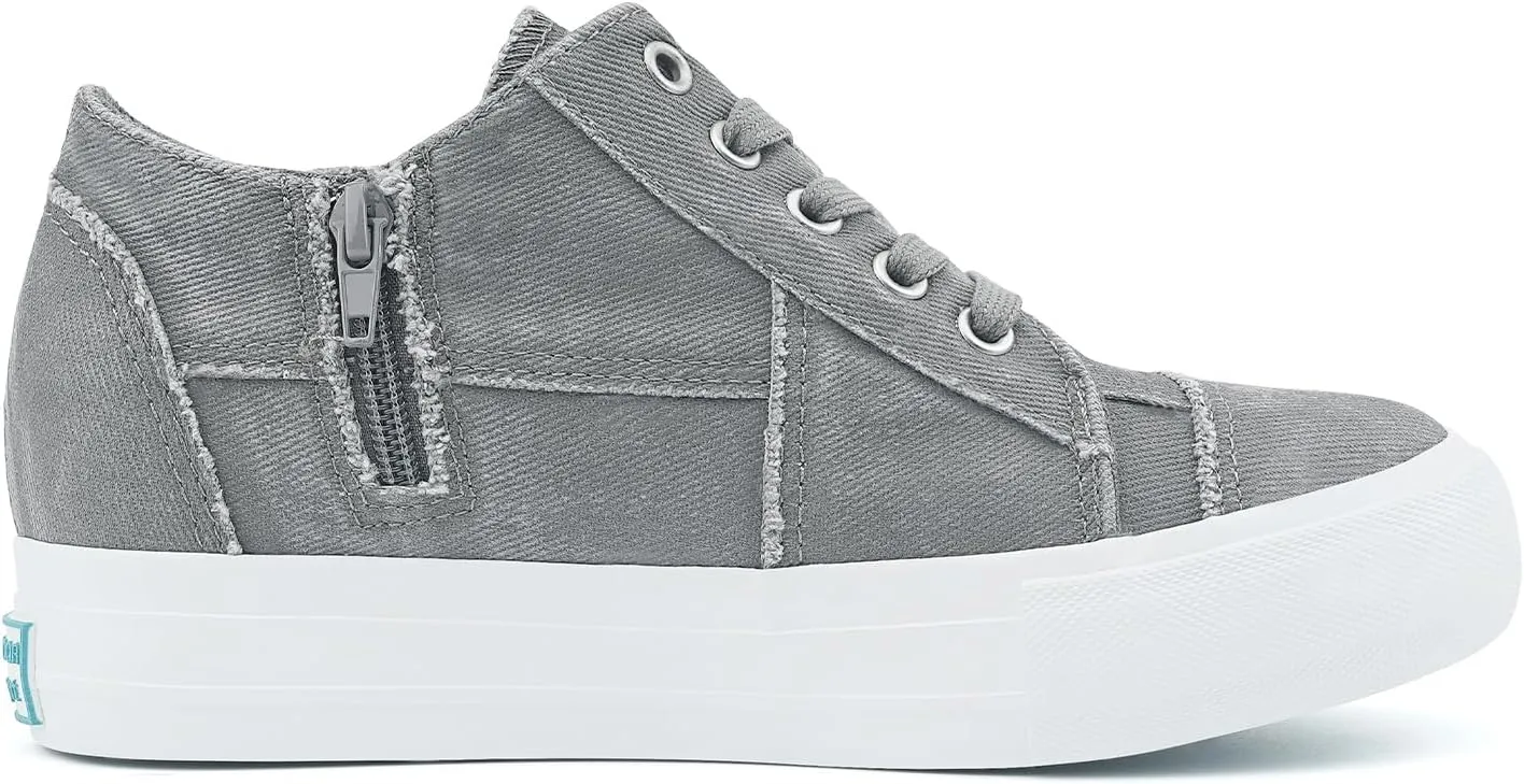 JENN ARDOR Women's Fashion Sneakers Hidden Wedges High Top Zipper Lace Up Platform Sneakers Ladies Walking Casual Canvas Slip On Comfortable Shoes