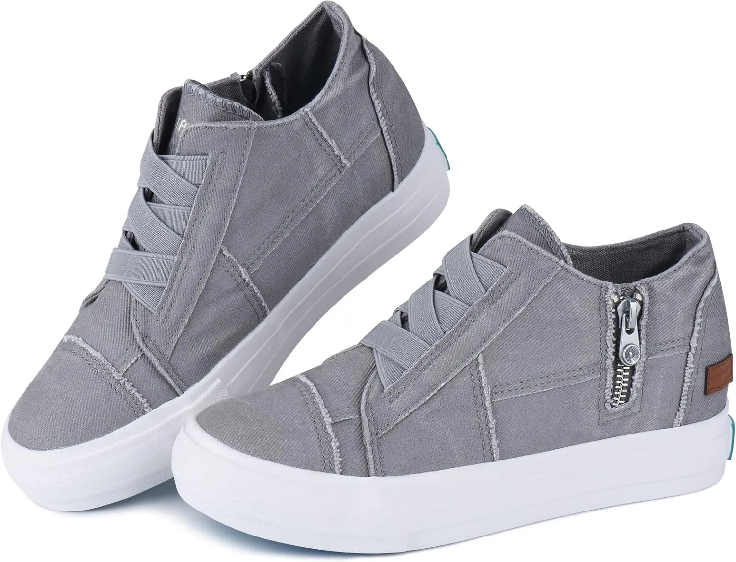 JENN ARDOR Women's Fashion Sneakers Hidden Wedges High Top Zipper Lace Up Platform Sneakers Ladies Walking Casual Canvas Slip On Comfortable Shoes