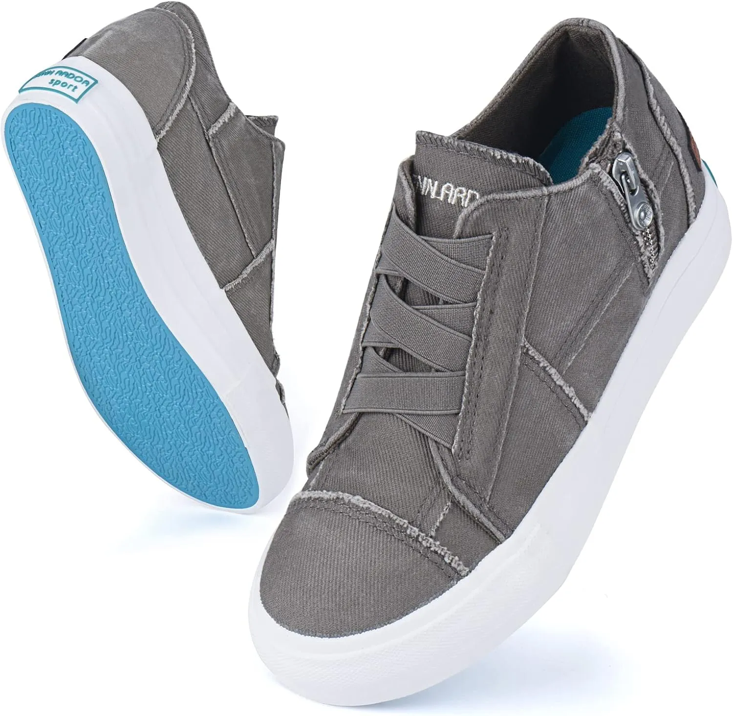 JENN ARDOR Women's Fashion Sneakers Hidden Wedges High Top Zipper Lace Up Platform Sneakers Ladies Walking Casual Canvas Slip On Comfortable Shoes
