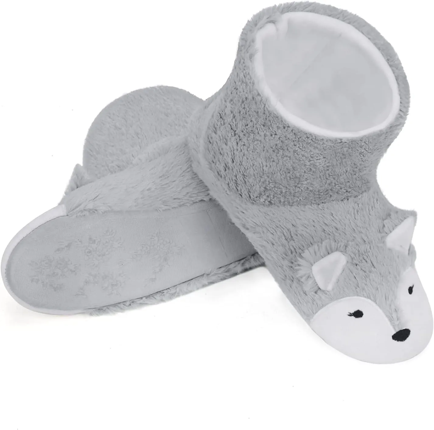JIAHG Womens Winter Warm Booties Slippers Cute Fox Plush Fleece Boots House Shoes Ladies Girls Non-Slip Ankle Boots Soft Cozy Mules Footwear with Anti-Skid Sole
