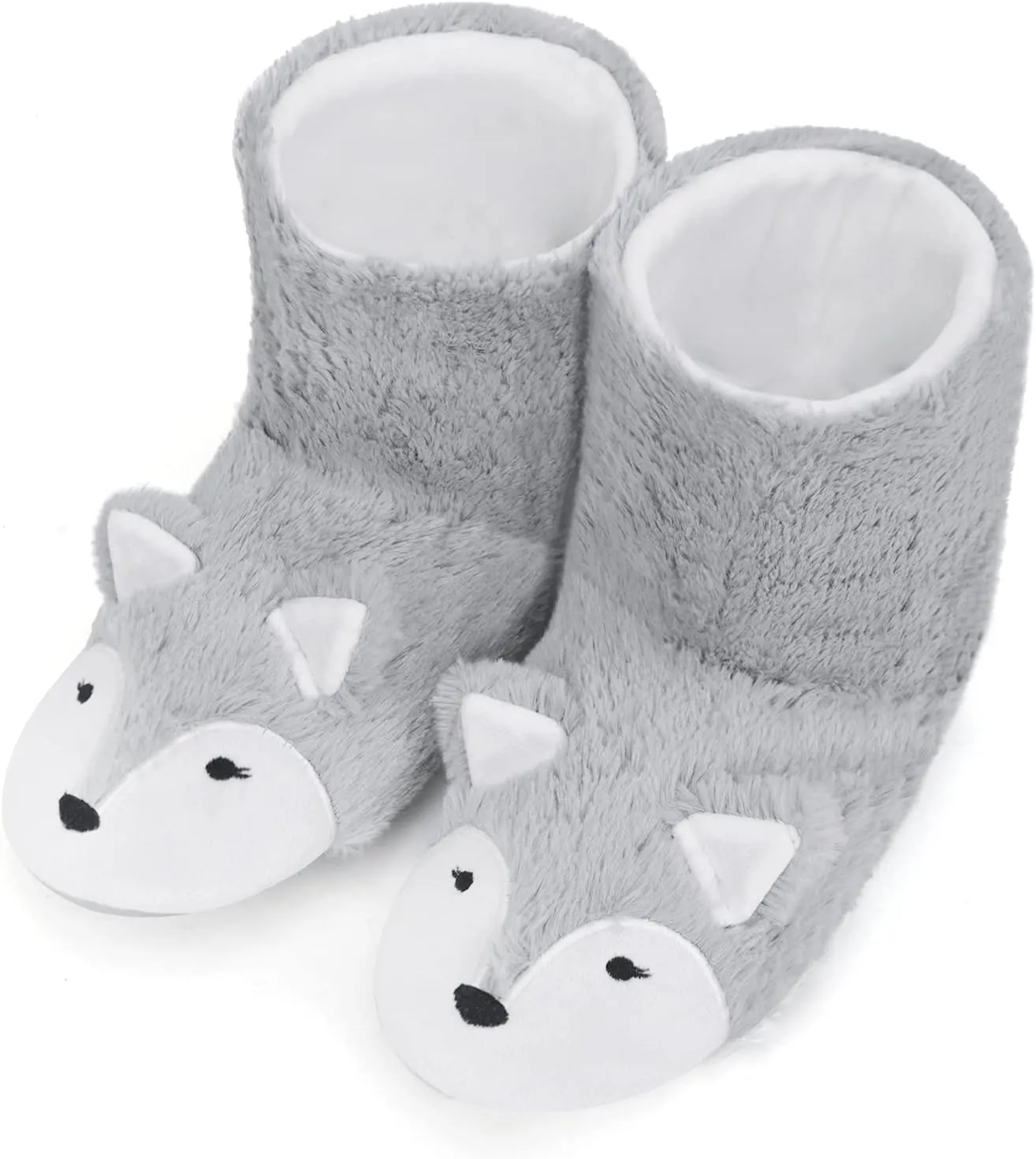 JIAHG Womens Winter Warm Booties Slippers Cute Fox Plush Fleece Boots House Shoes Ladies Girls Non-Slip Ankle Boots Soft Cozy Mules Footwear with Anti-Skid Sole