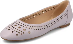 Journee Womens Flats cushioned footbed Kamrah Faux Leather Laser Cutout Designs Flat Sole Ballet Flats