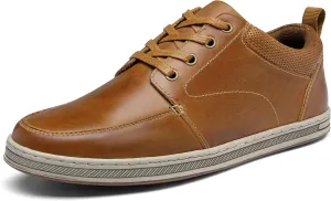 Jousen Men's Leather Fashion Sneakers Retro Dress Business Casual Shoes for Men